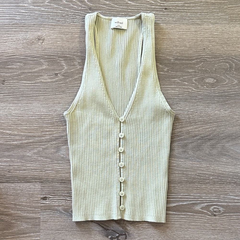 Button Up Sweater Ribbed Tank Top - Picture 3 of 4